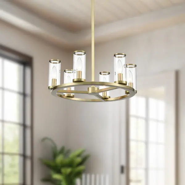 Revolve 19-Inch Chandelier in Natural Brass with Clear Glass - Image 2
