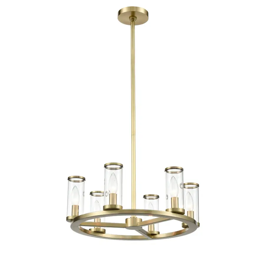 Revolve 19-Inch Chandelier in Natural Brass with Clear Glass - Image 6