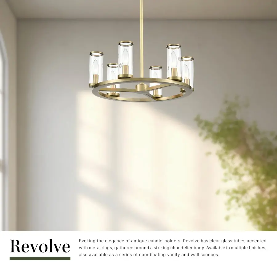 Revolve 19-Inch Chandelier in Natural Brass with Clear Glass - Image 8