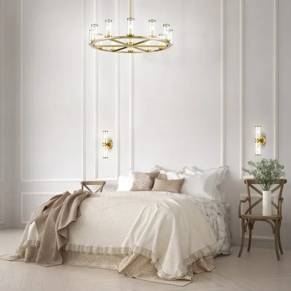 Revolve 33-Inch Chandelier in Natural Brass with Clear Glass - Image 2