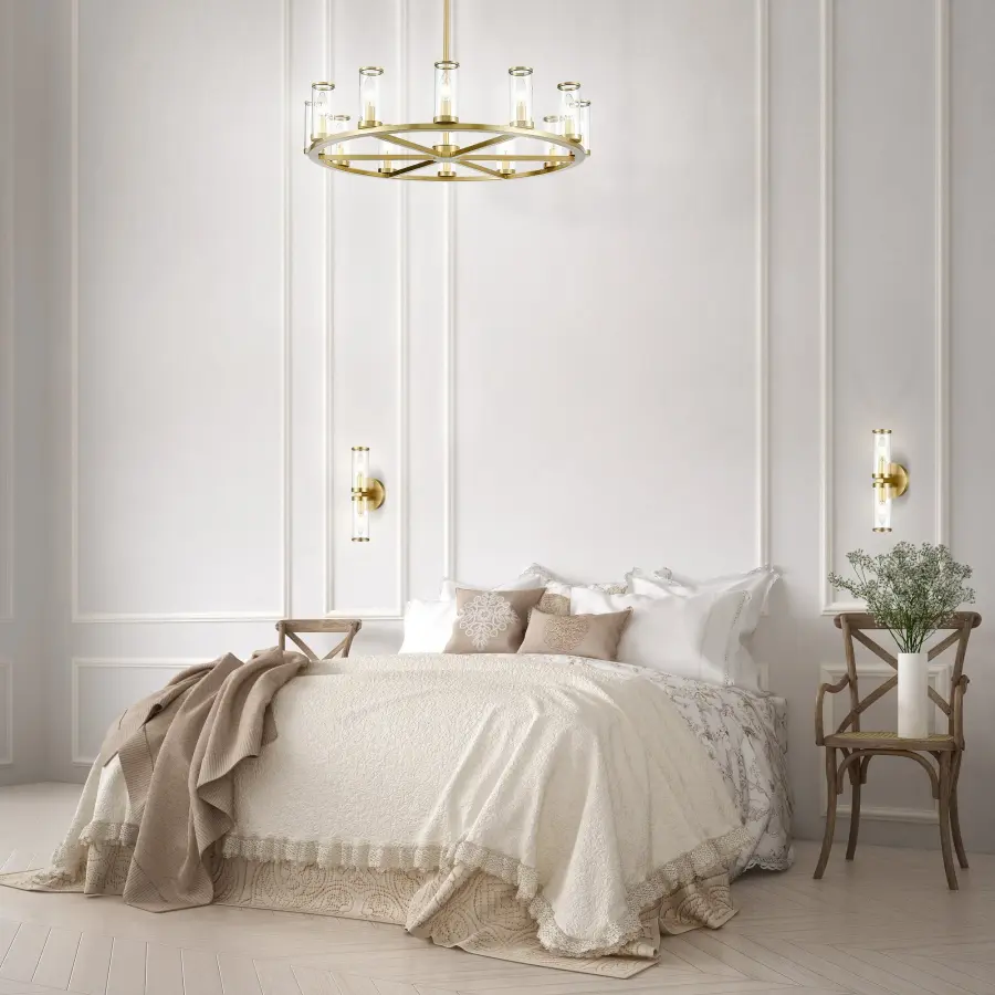 Revolve 33-Inch Chandelier in Natural Brass with Clear Glass - Image 2