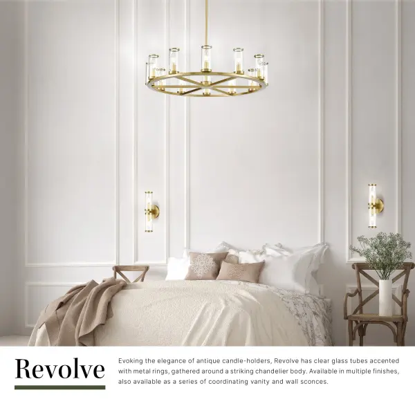 Revolve 33-Inch Chandelier in Natural Brass with Clear Glass - Image 11