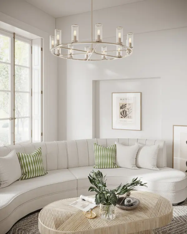 Revolve 33-Inch Chandelier in Natural Brass with Clear Glass - Image 3