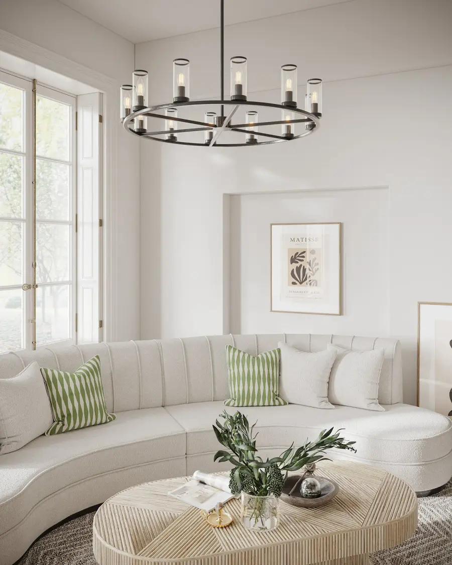 Revolve 33-Inch Chandelier in Natural Brass with Clear Glass - Image 4
