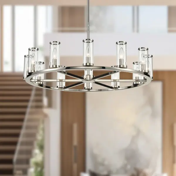 Revolve 33-Inch Chandelier in Natural Brass with Clear Glass - Image 6
