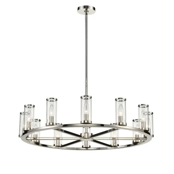 Revolve 33-Inch Chandelier in Natural Brass with Clear Glass - Image 8
