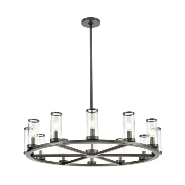 Revolve 33-Inch Chandelier in Natural Brass with Clear Glass - Image 9