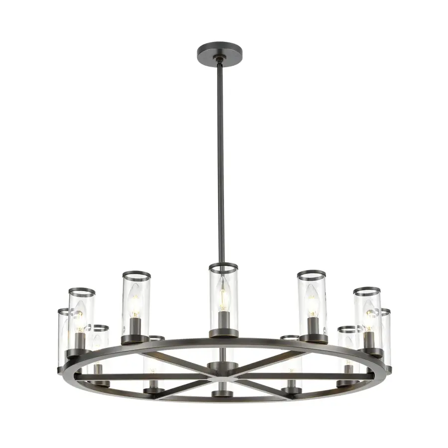 Revolve 33-Inch Chandelier in Natural Brass with Clear Glass - Image 9