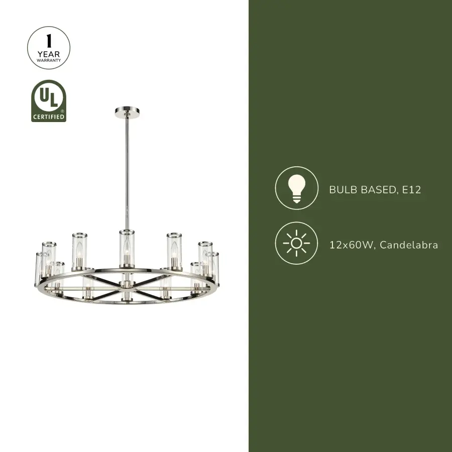 Revolve 33-Inch Chandelier in Natural Brass with Clear Glass - Image 10