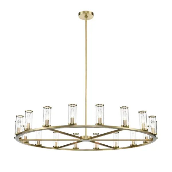 Revolve 48-Inch Chandelier in Natural Brass with Clear Glass - Image 1