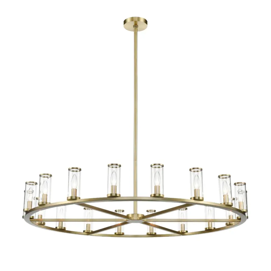 Revolve 48-Inch Chandelier in Natural Brass with Clear Glass - Image 1
