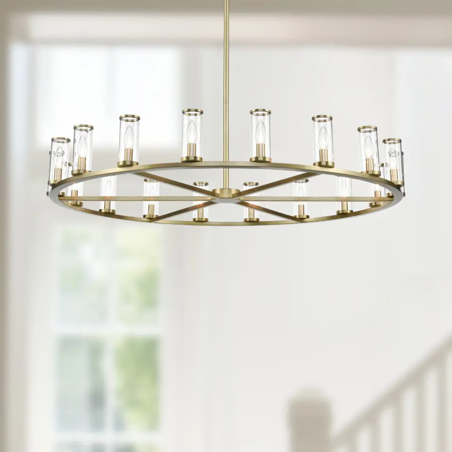 Revolve 48-Inch Chandelier in Natural Brass with Clear Glass - Image 2