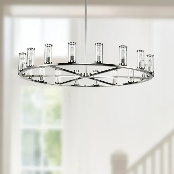 Revolve 48-Inch Chandelier in Natural Brass with Clear Glass - Image 3