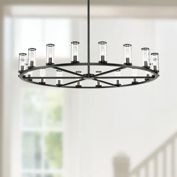 Revolve 48-Inch Chandelier in Natural Brass with Clear Glass - Image 4