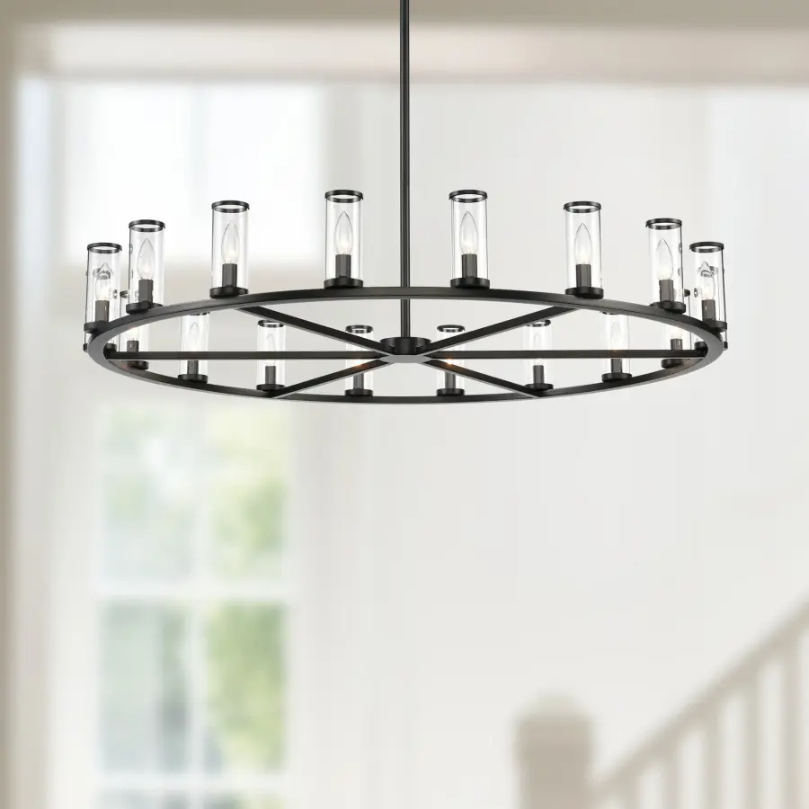 Revolve 48-Inch Chandelier in Natural Brass with Clear Glass - Image 4
