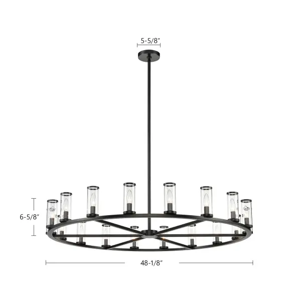 Revolve 48-Inch Chandelier in Natural Brass with Clear Glass - Image 9