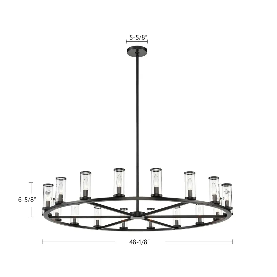 Revolve 48-Inch Chandelier in Natural Brass with Clear Glass - Image 9