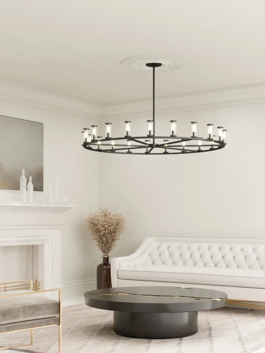 Elegant Transitional Chandelier with Antique-Inspired Glass Tube Design - Image 2