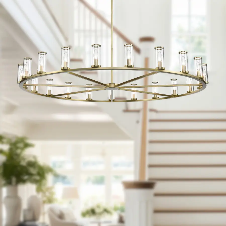 Elegant Transitional Chandelier with Antique-Inspired Glass Tube Design - Image 3