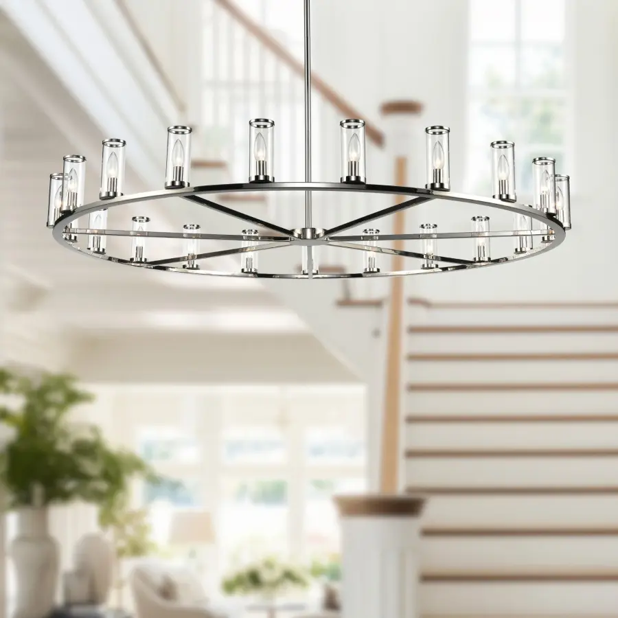 Elegant Transitional Chandelier with Antique-Inspired Glass Tube Design - Image 4