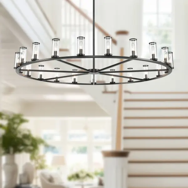Elegant Transitional Chandelier with Antique-Inspired Glass Tube Design - Image 5