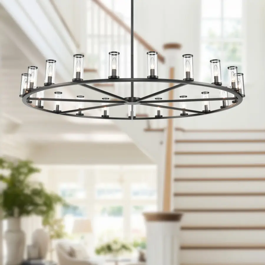 Elegant Transitional Chandelier with Antique-Inspired Glass Tube Design - Image 5