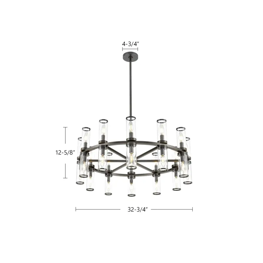 Revolve 33-Inch Chandelier in Natural Brass with Clear Glass - Image 11