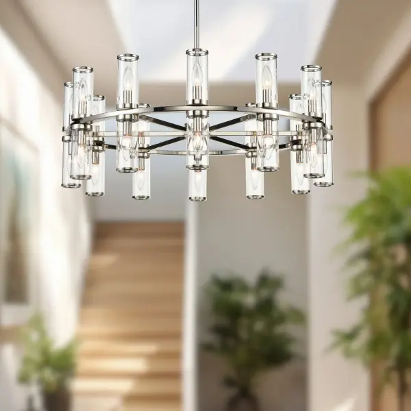 Revolve 33-Inch Chandelier in Natural Brass with Clear Glass - Image 5