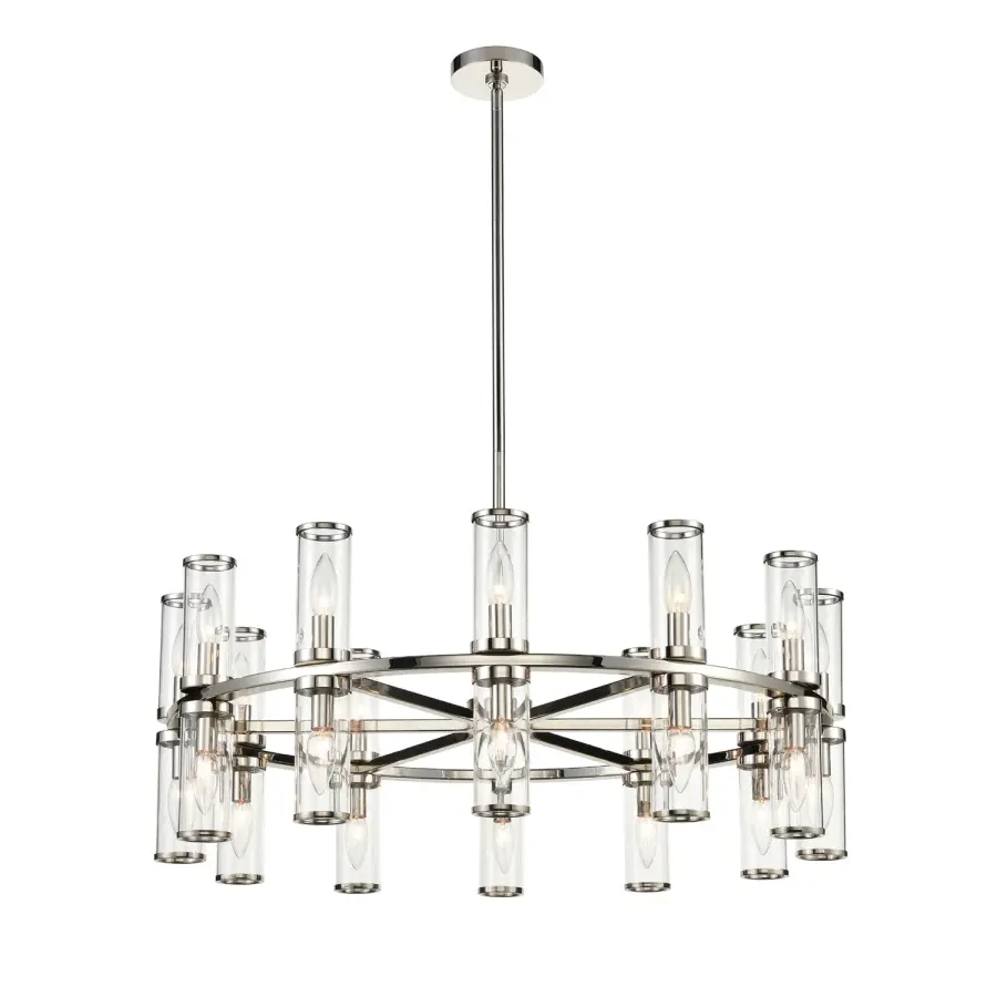 Revolve 33-Inch Chandelier in Natural Brass with Clear Glass - Image 7