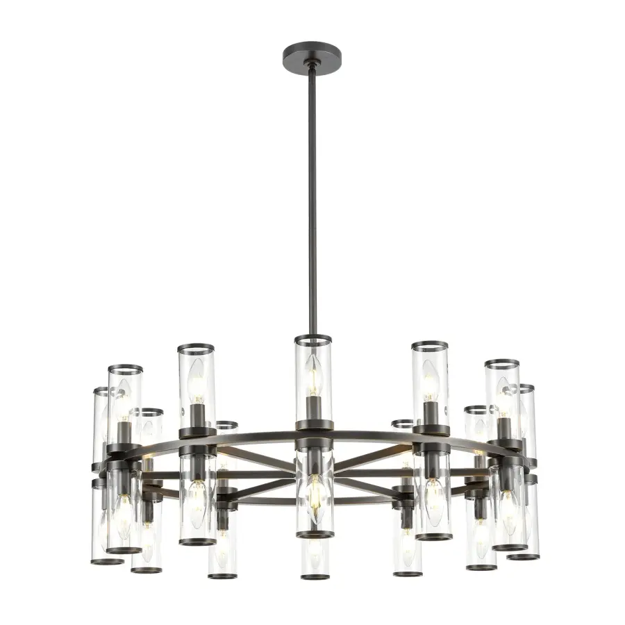 Revolve 33-Inch Chandelier in Natural Brass with Clear Glass - Image 8
