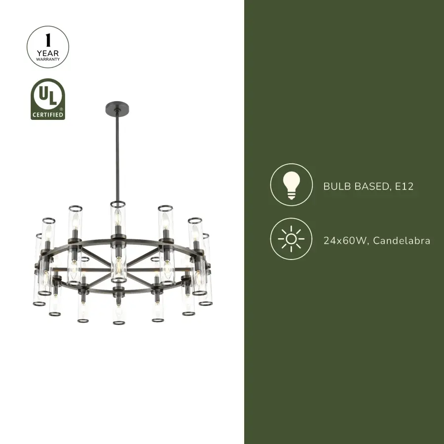 Revolve 33-Inch Chandelier in Natural Brass with Clear Glass - Image 9
