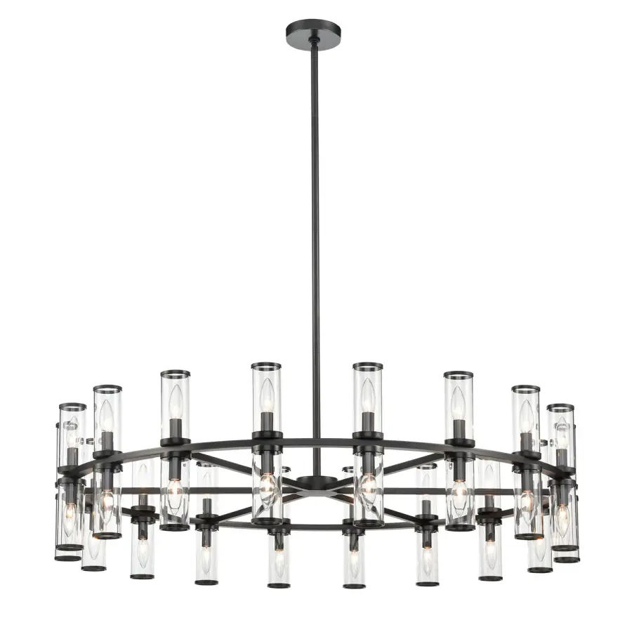 Revolve 48-Inch Chandelier in Natural Brass with Clear Glass - Image 1