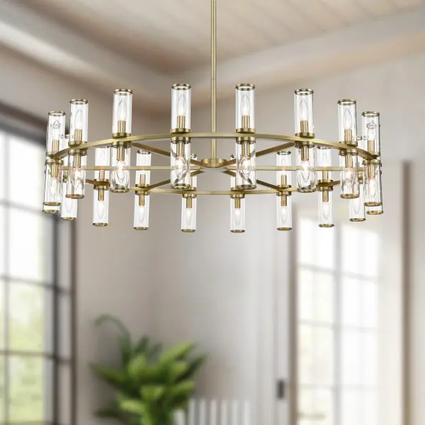 Revolve 48-Inch Chandelier in Natural Brass with Clear Glass - Image 2