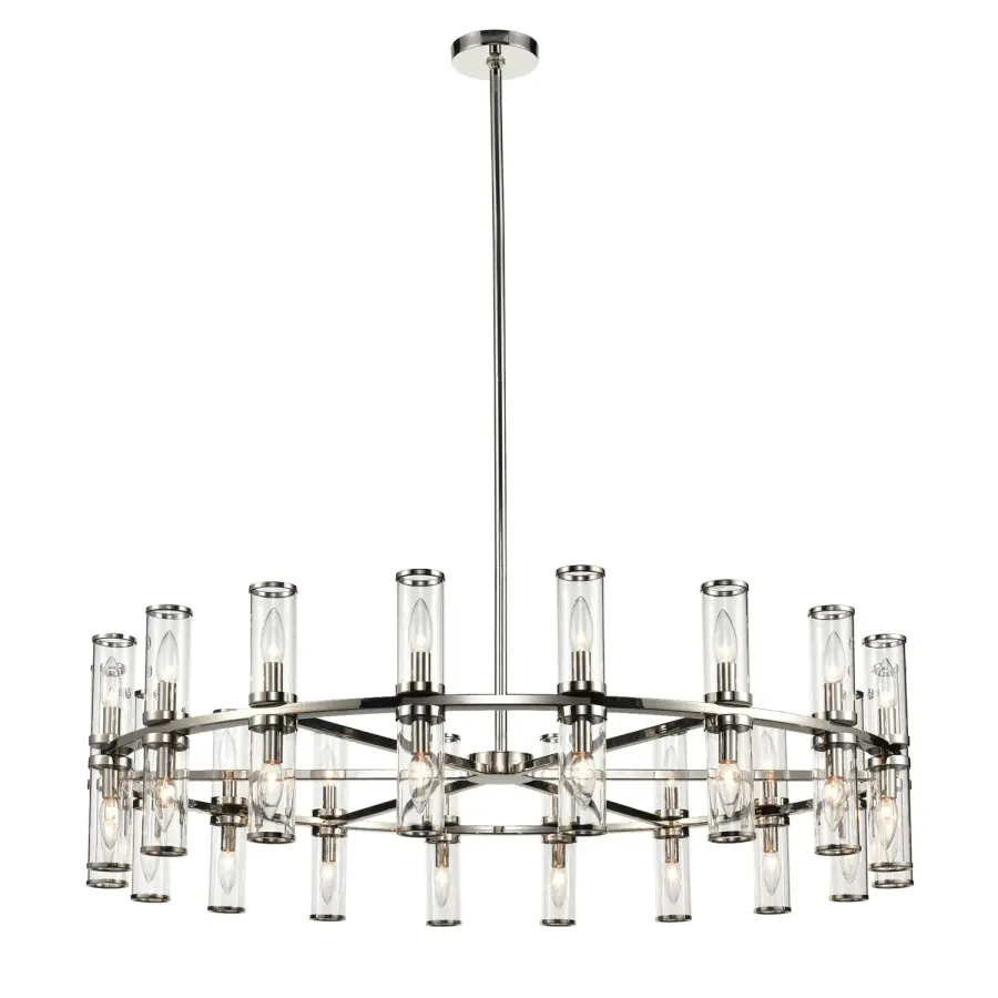 Revolve 48-Inch Chandelier in Natural Brass with Clear Glass - Image 6