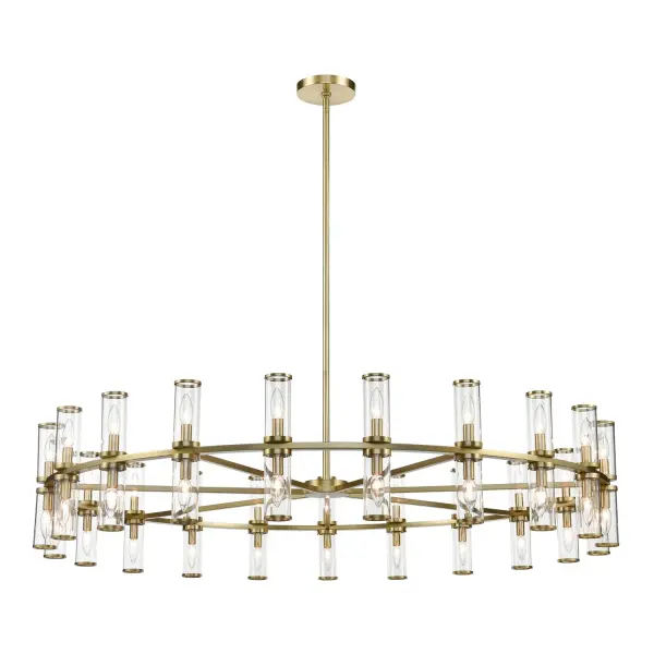 Revolve 61-Inch Chandelier in Natural Brass with Clear Glass - Image 1