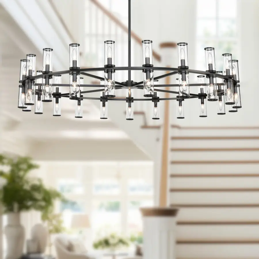 Revolve 61-Inch Chandelier in Natural Brass with Clear Glass - Image 5