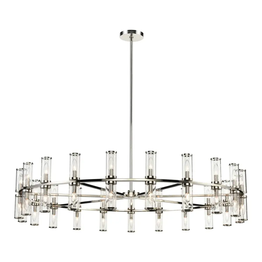 Revolve 61-Inch Chandelier in Natural Brass with Clear Glass - Image 6