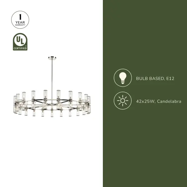 Revolve 61-Inch Chandelier in Natural Brass with Clear Glass - Image 8