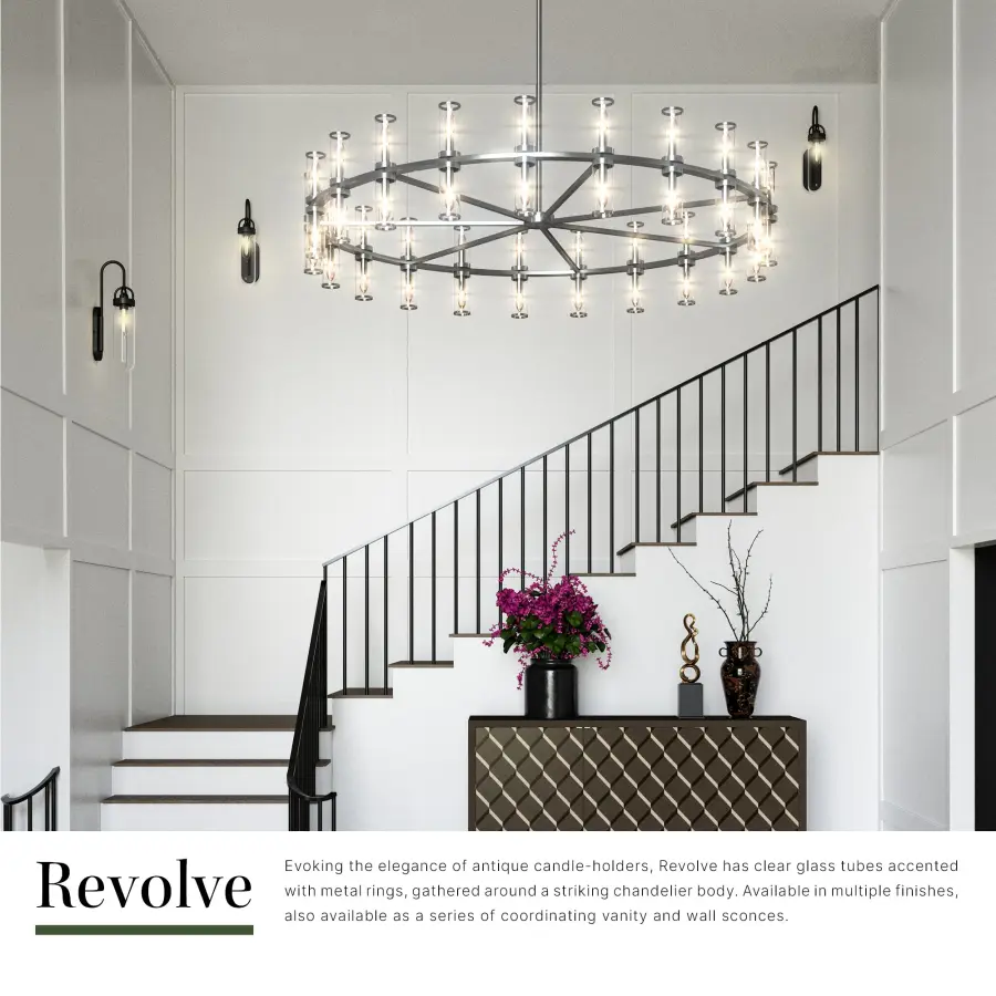 Revolve 61-Inch Chandelier in Natural Brass with Clear Glass - Image 9
