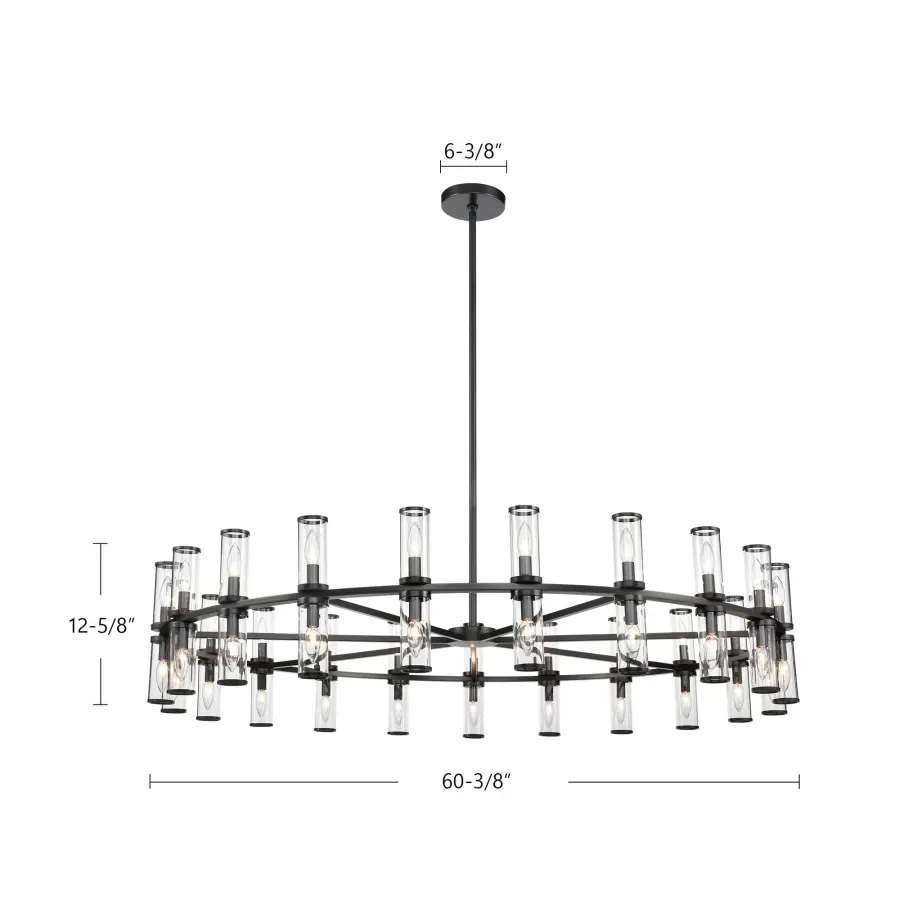 Revolve 61-Inch Chandelier in Natural Brass with Clear Glass - Image 10