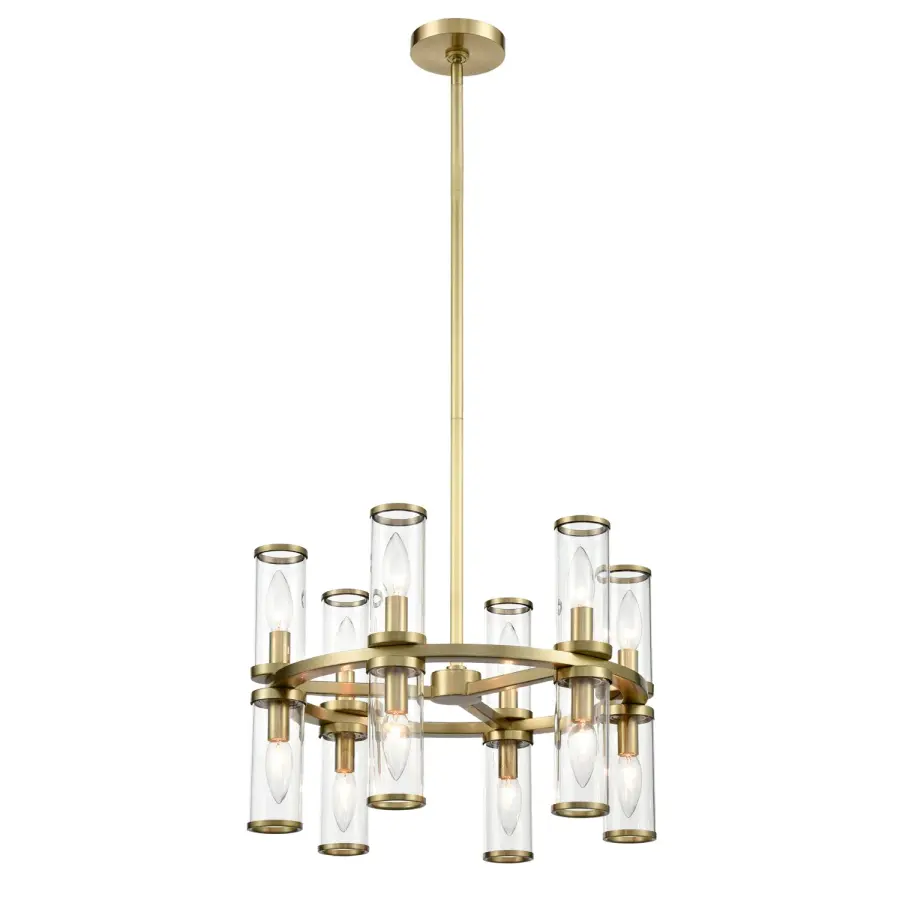 Revolve 19-Inch Chandelier in Natural Brass with Clear Glass - Image 1