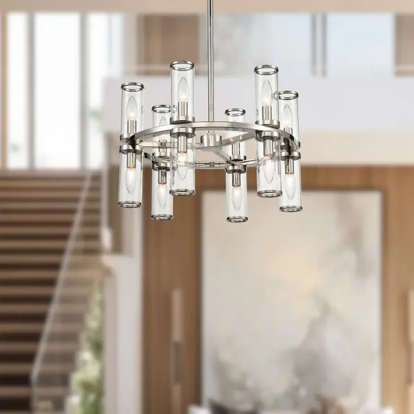 Revolve 19-Inch Chandelier in Natural Brass with Clear Glass - Image 4