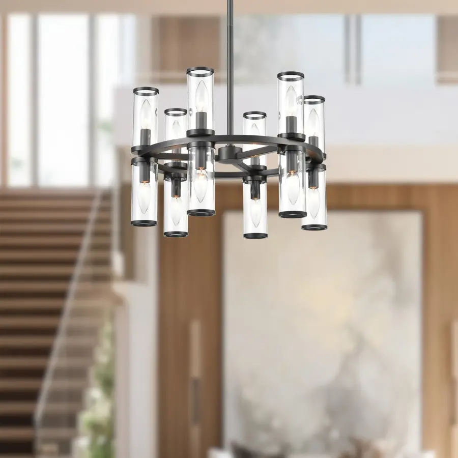 Revolve 19-Inch Chandelier in Natural Brass with Clear Glass - Image 5