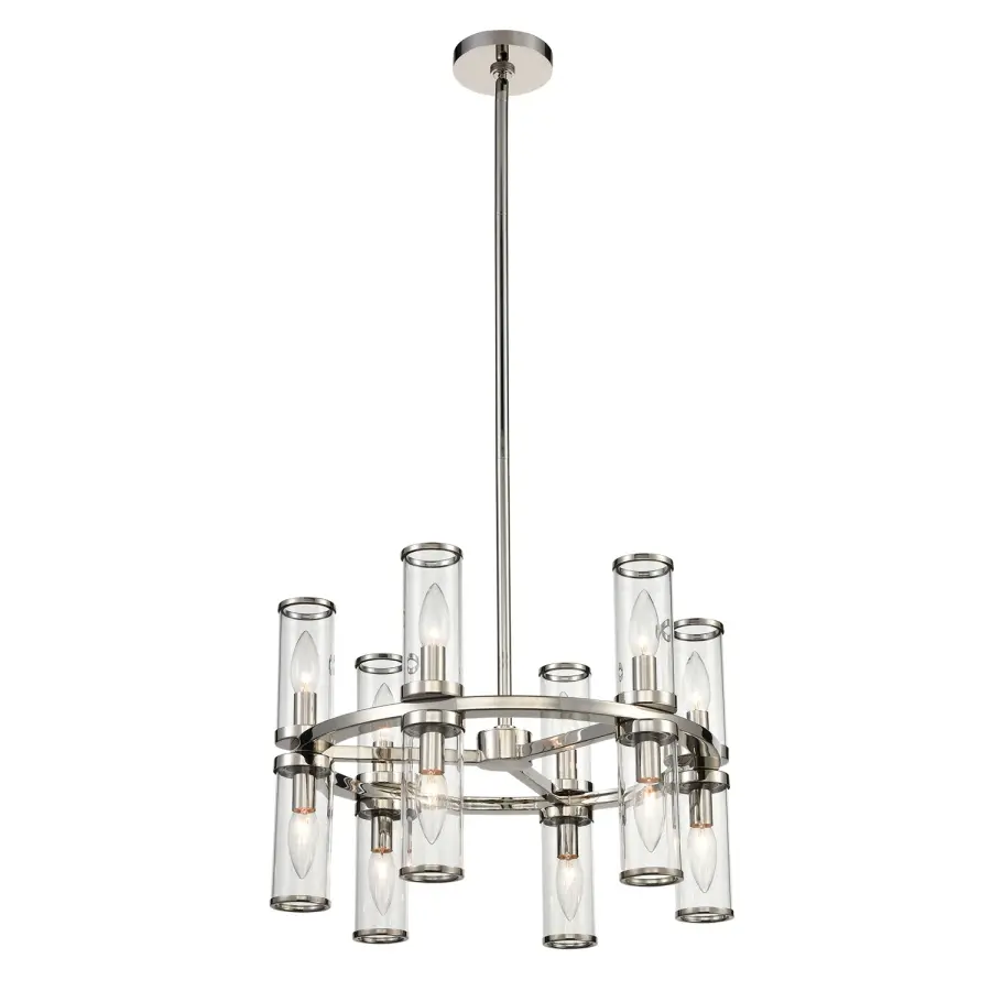 Revolve 19-Inch Chandelier in Natural Brass with Clear Glass - Image 6