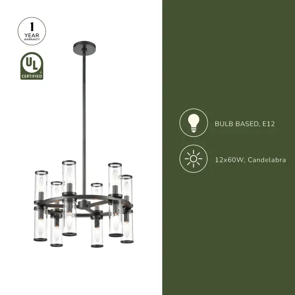 Revolve 19-Inch Chandelier in Natural Brass with Clear Glass - Image 8