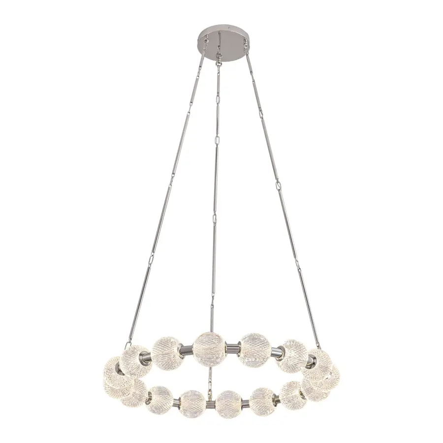 Luxurious Beaded Glass Chandelier with Warm LED Illumination - Image 1