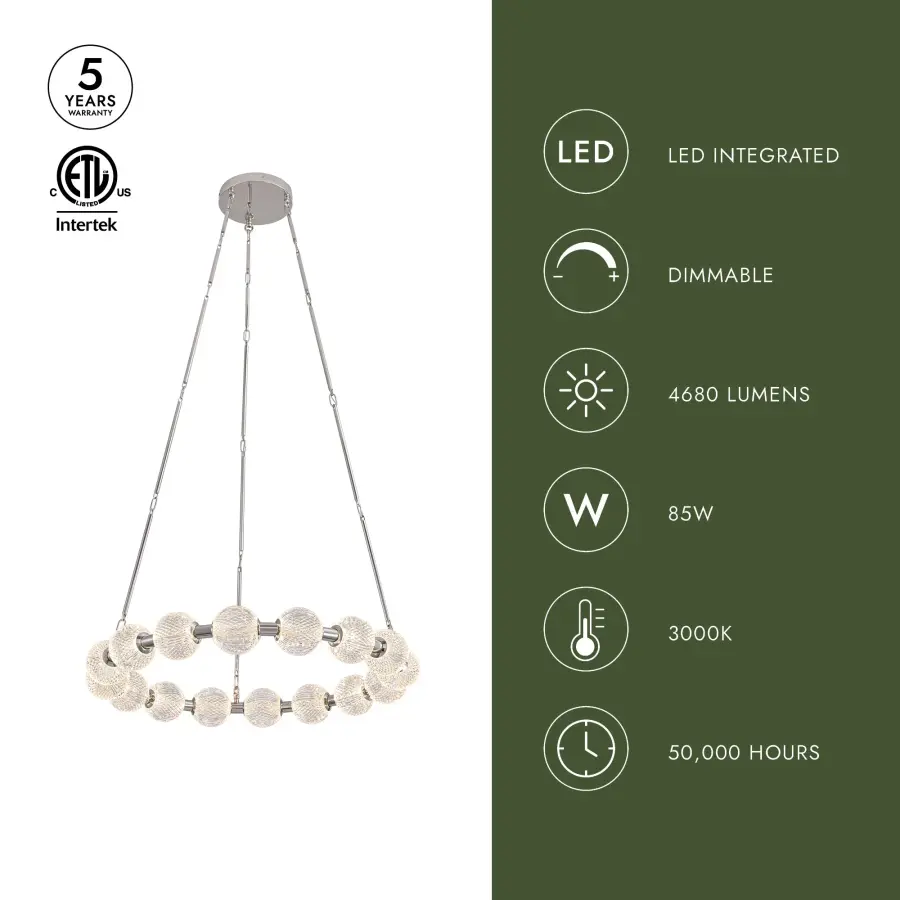 Luxurious Beaded Glass Chandelier with Warm LED Illumination - Image 12