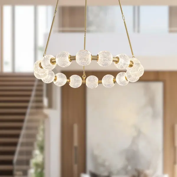 Luxurious Beaded Glass Chandelier with Warm LED Illumination - Image 3