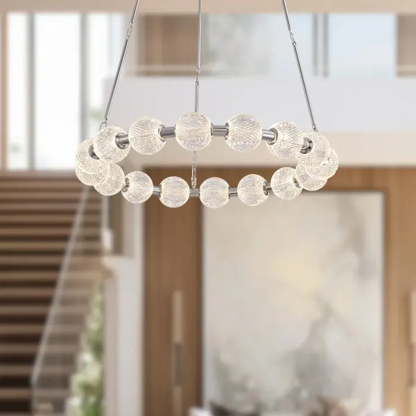 Luxurious Beaded Glass Chandelier with Warm LED Illumination - Image 4