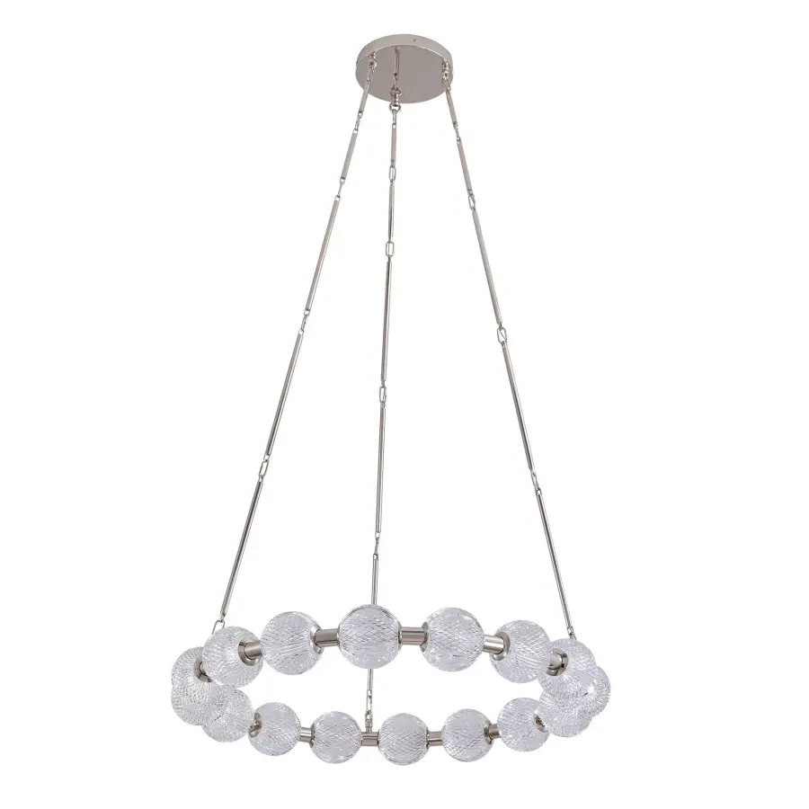 Luxurious Beaded Glass Chandelier with Warm LED Illumination - Image 5